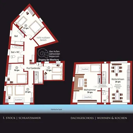 Apartment 180 Qm Biberburg, In Der Romantischen Roedermuehle An Der Fraenkischen Saale In Deutschlands Mitte, 8 Km Zur A7